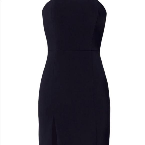 Nomi Fame — MORA BLACK STRAPLESS FRONT SLIT CORSET MIDI DRESS - Picture 4 of 5